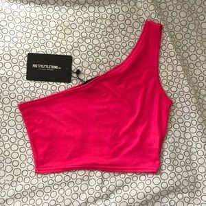 Pink one-shoulder crop top